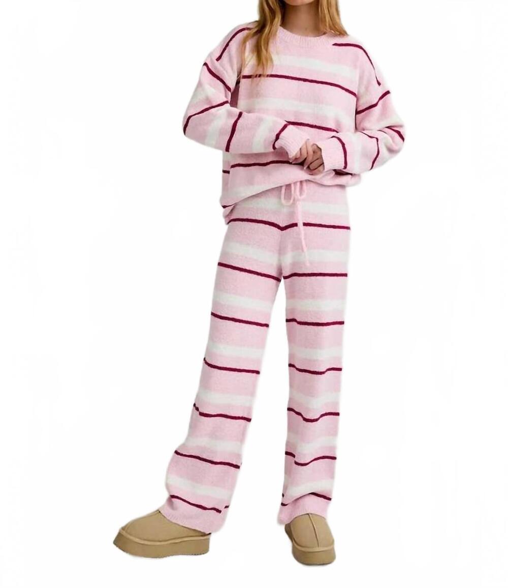 NEW LE LIS valentine lounge set in lightt pink/cream stripe